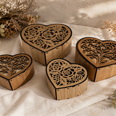 Boîte cœur en bois