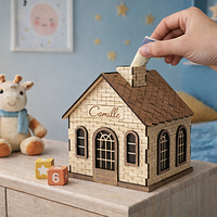 Tirelire maison personnalisée en bois